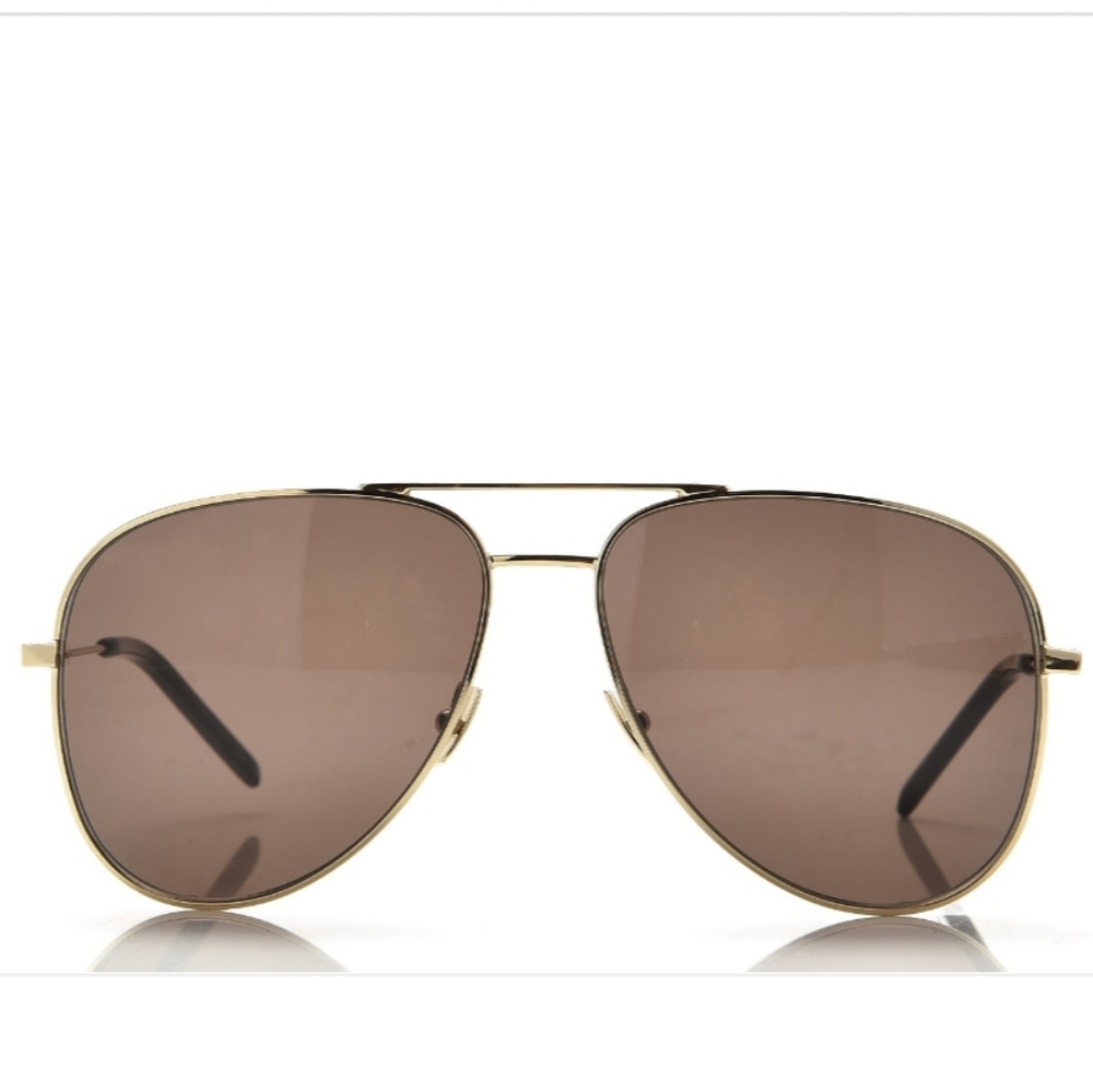 Saint Lauren Gold Mink Fur Classic 11 Shields Sunglasses - Picture 2 of 15